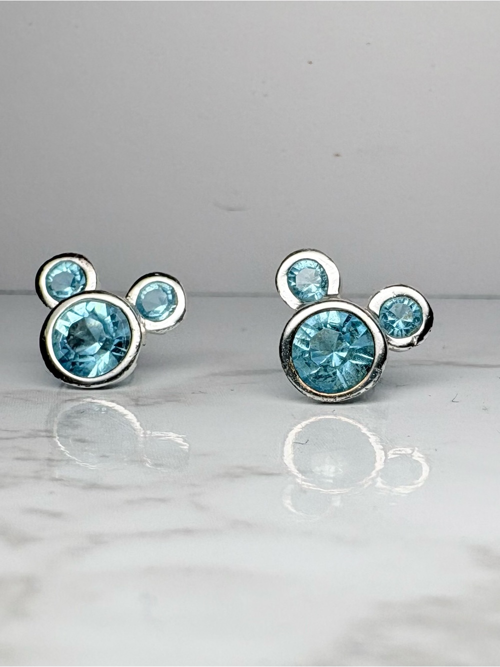 Blue Crystal Mouse Stud Earrings - Disney